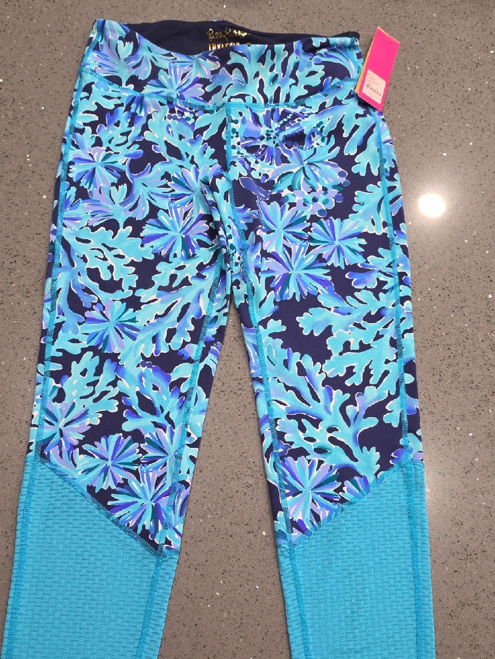 Lilly Pulitzer Navy, Aqua & Turquoise Floral Leggings
